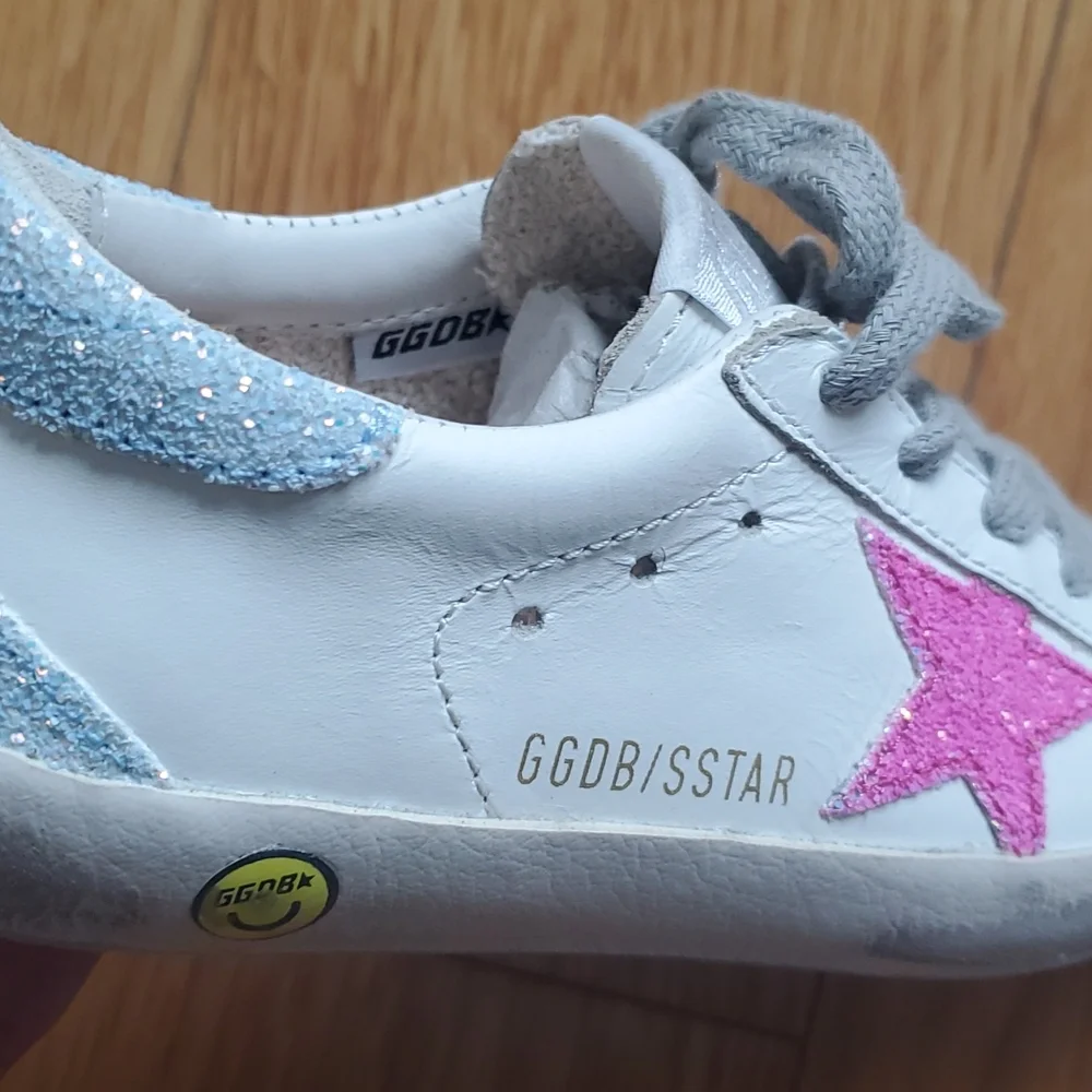 GOLDEN GOOSE PINK GLITTER STAR SUPERSTAR SNEAKERS KIDS -NEW - Picture 9 of 13